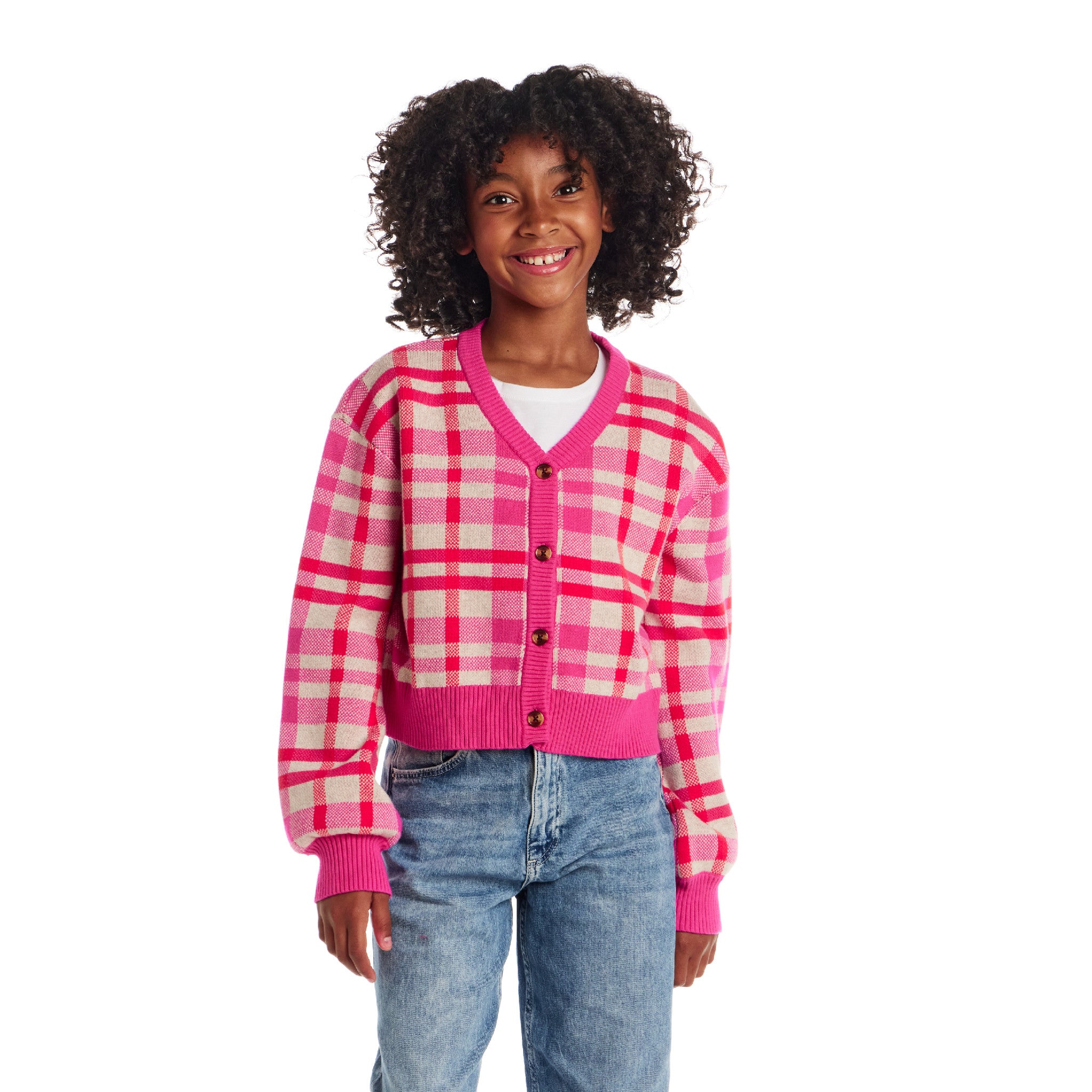 mideal 【plaid pattern cardigan PINK】 mideal 【plaid pattern cardigan PINK】 Make Your Day Hot