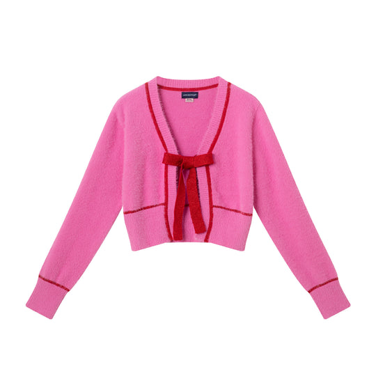 Tween (7-16) Cardigan Sweater with Bow | Pink Eyelash