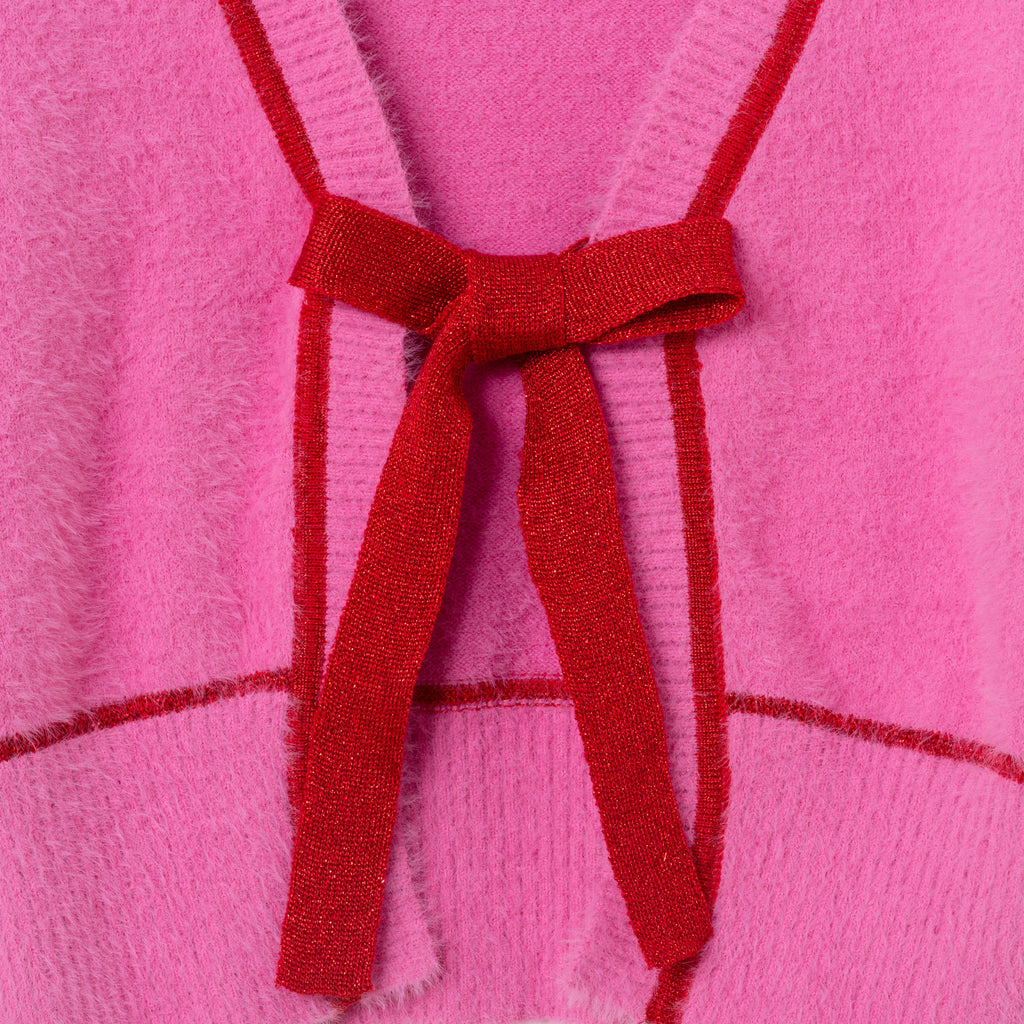 Tween (7-16) Cardigan Sweater with Bow | Pink Eyelash - Andy & Evan