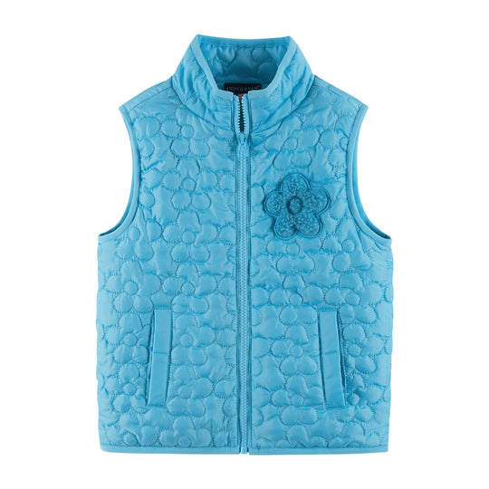 Kids Quilted Vest | Aqua Floral