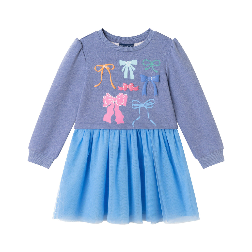 Kids Heather Sweatshirt Dress | Bow Collage - Andy & Evan