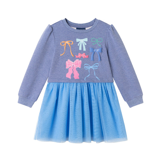 Kids Heather Sweatshirt Dress | Bow Collage
