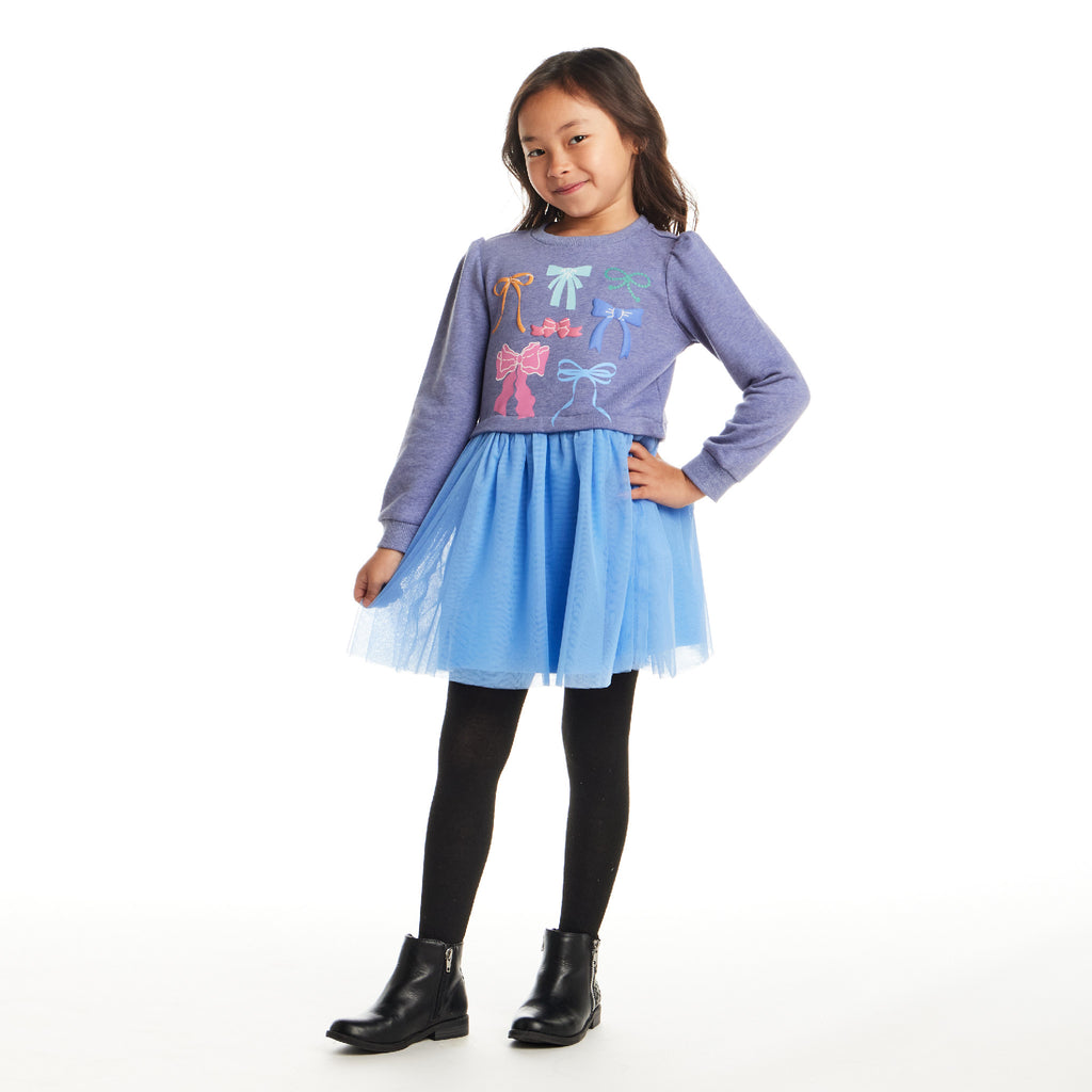 Kids Heather Sweatshirt Dress | Bow Collage - Andy & Evan