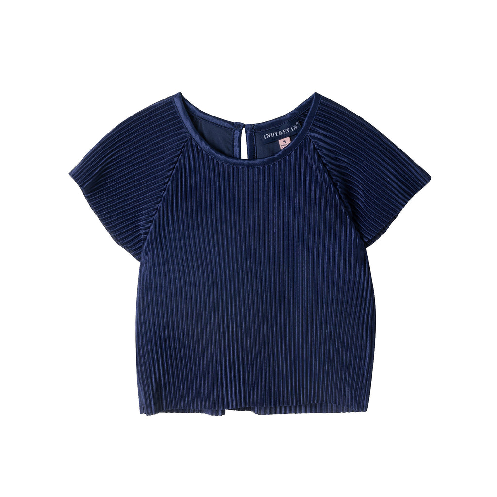 Girls Dressy Pant Set | Navy Plisse - Andy & Evan