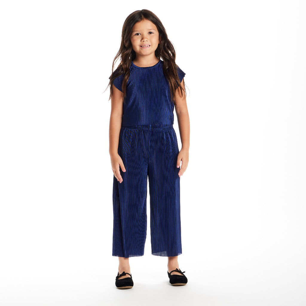 Girls Dressy Pant Set | Navy Plisse - Andy & Evan