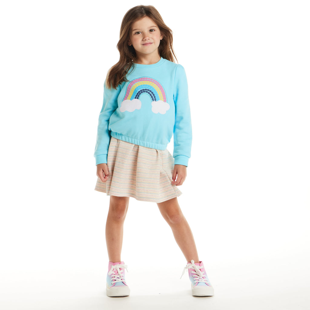 Kids Sweatshirt & Dress Set | Teal Rainbow - Andy & Evan