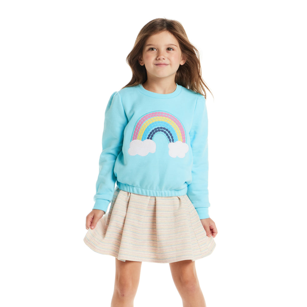 Kids Sweatshirt & Dress Set | Teal Rainbow - Andy & Evan
