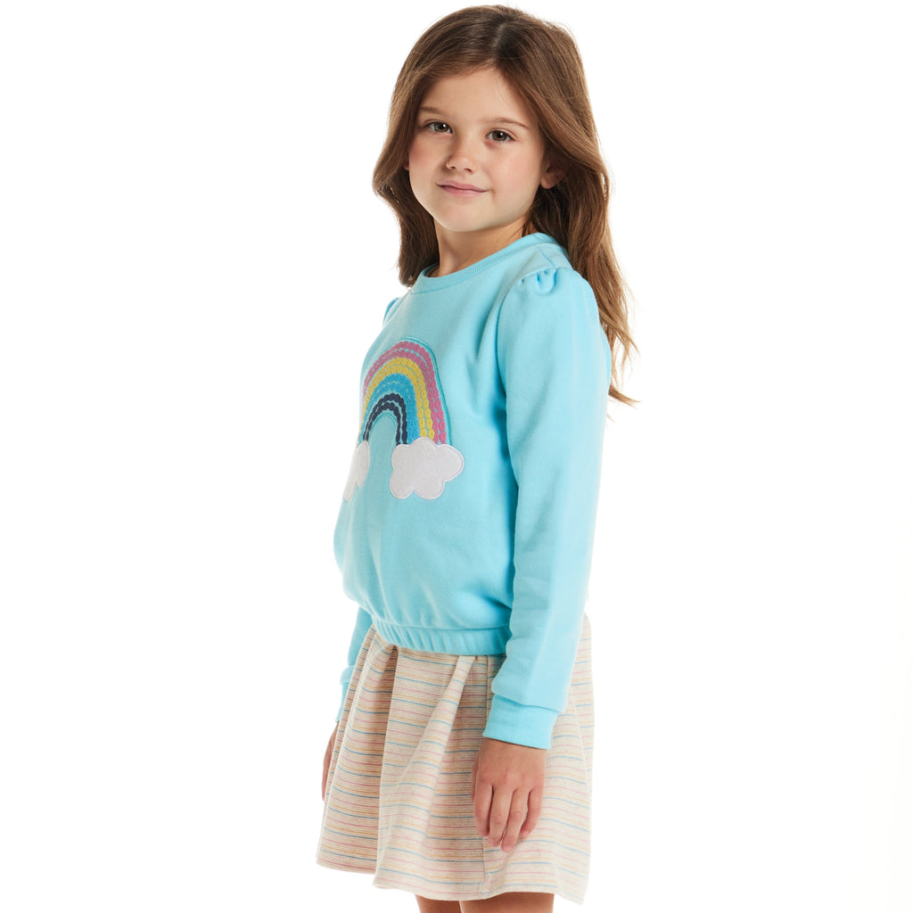 Kids Sweatshirt & Dress Set | Teal Rainbow - Andy & Evan