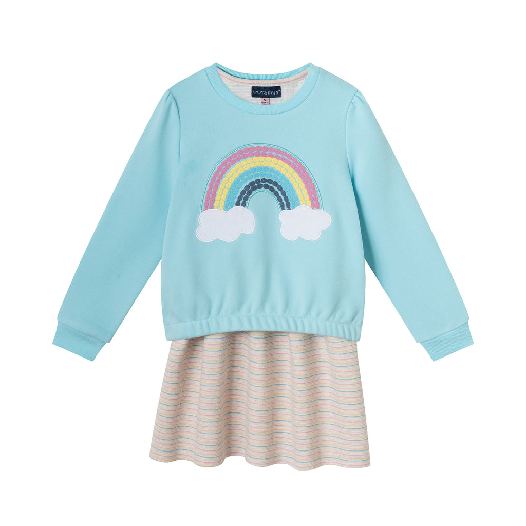 Kids Sweatshirt & Dress Set | Teal Rainbow - Andy & Evan