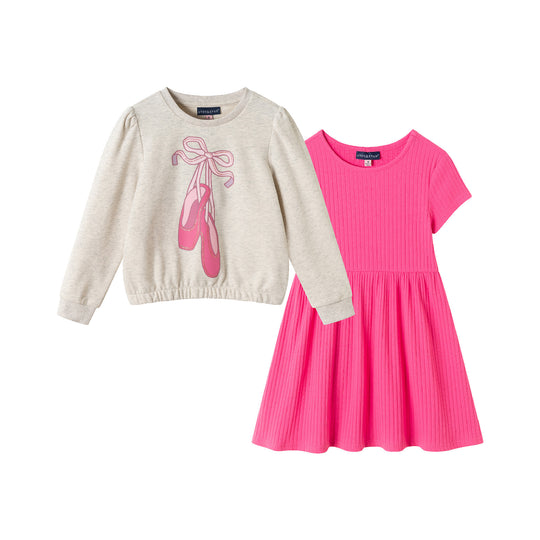 Girls Sweatshirt & Dress Set | Pink Ballerina