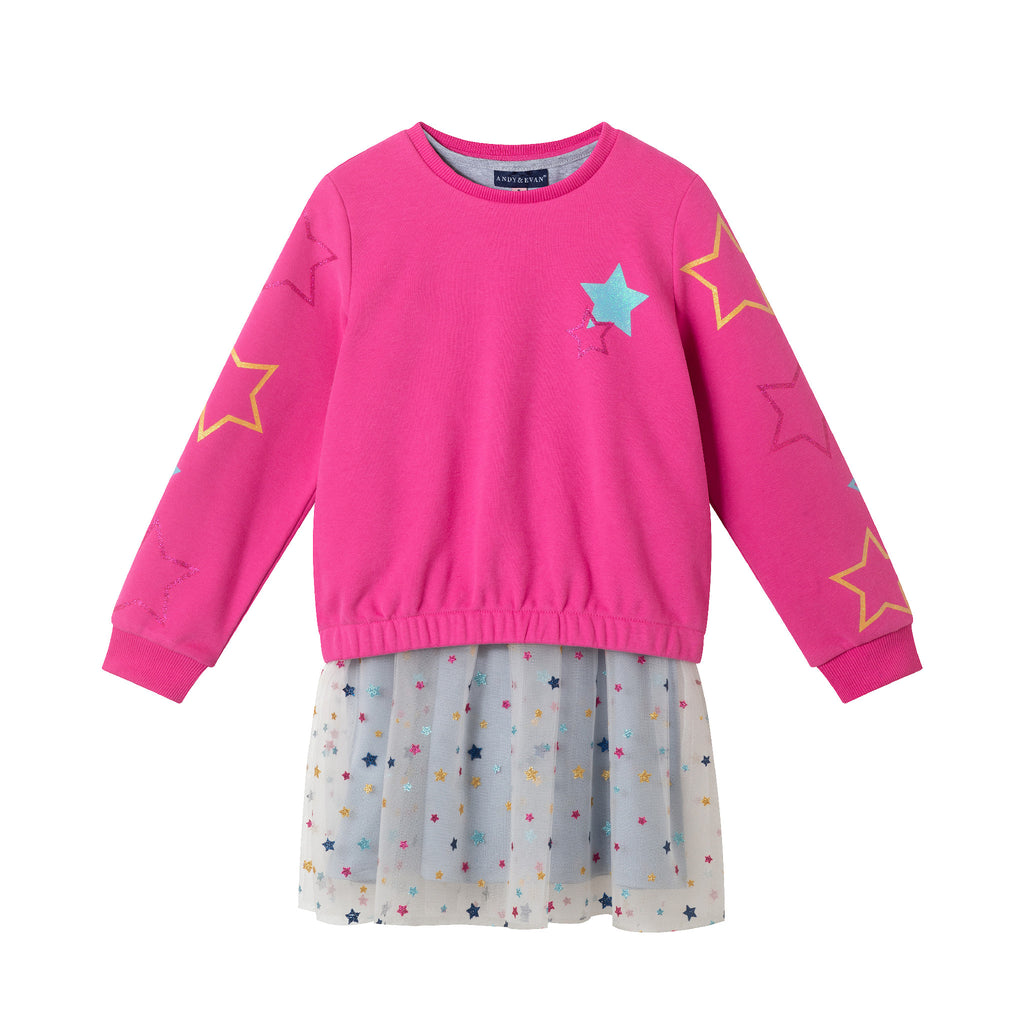 Kids Sweatshirt & Dress Set | Pink Star - Andy & Evan