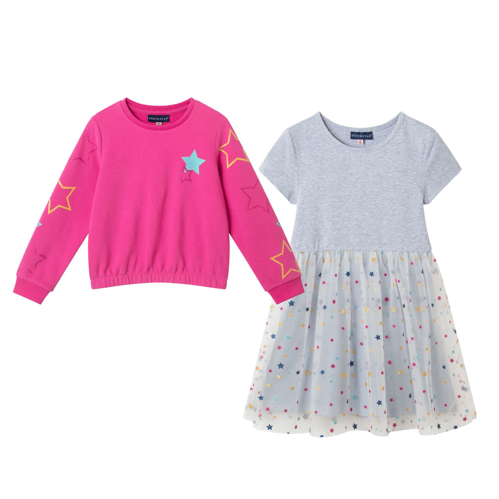 Kids Sweatshirt & Dress Set | Pink Star - Andy & Evan