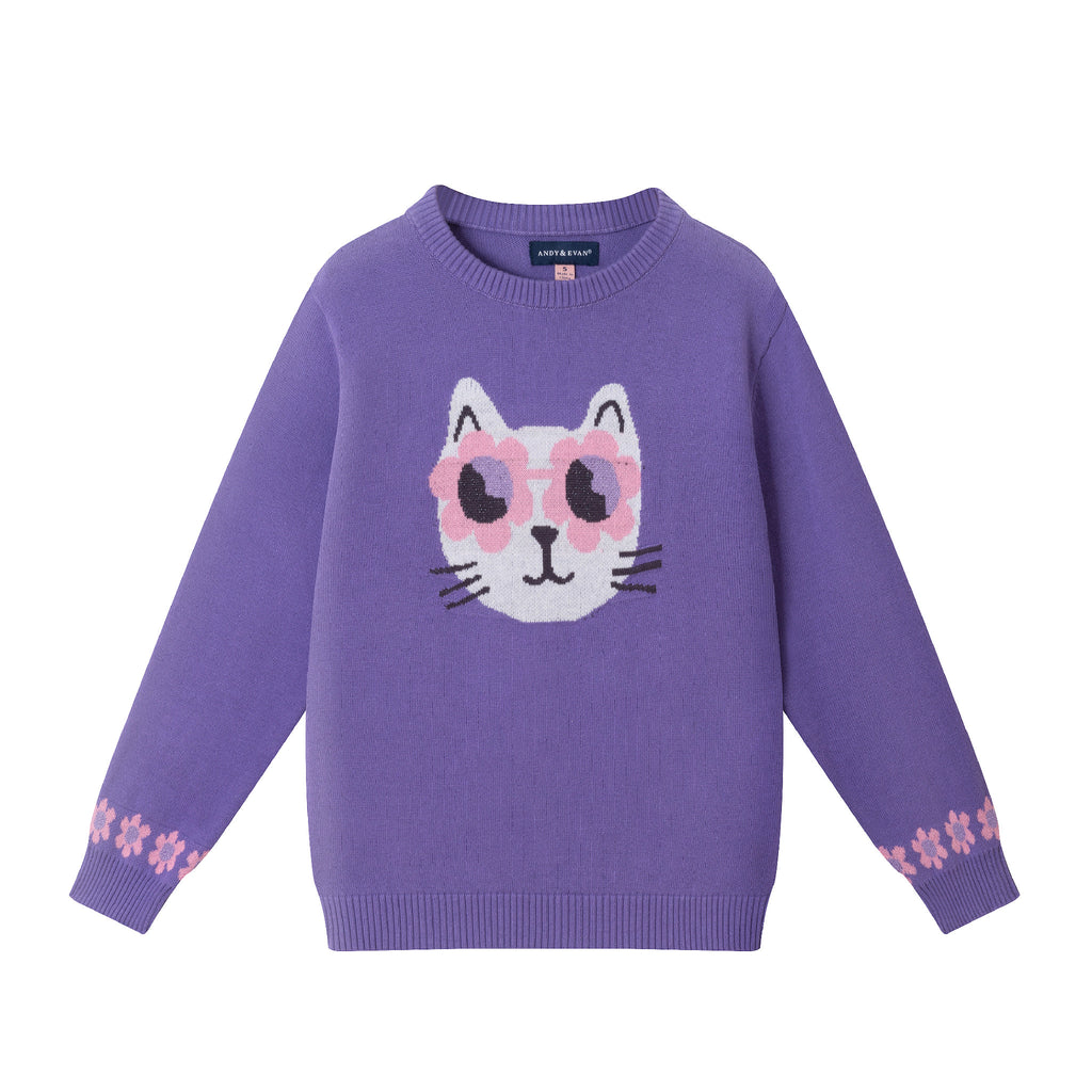 Kids Sweater & Legging Set | Purple Kitty Sunglasses - Andy & Evan