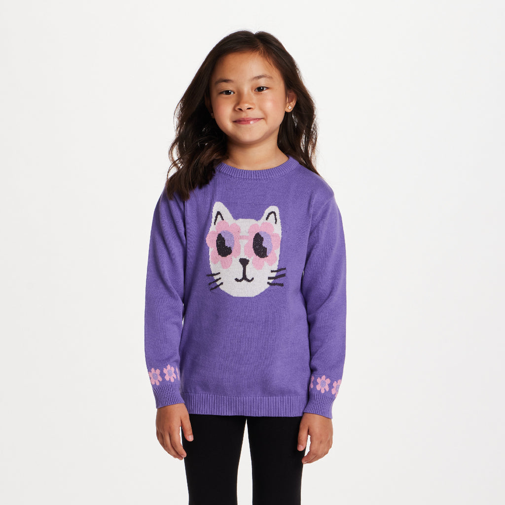Kids Sweater & Legging Set | Purple Kitty Sunglasses - Andy & Evan