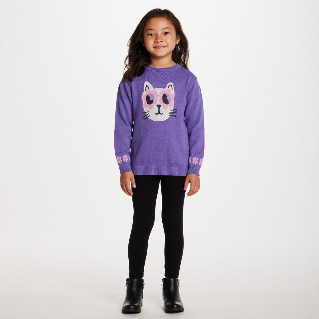 Kids Sweater & Legging Set | Purple Kitty Sunglasses - Andy & Evan