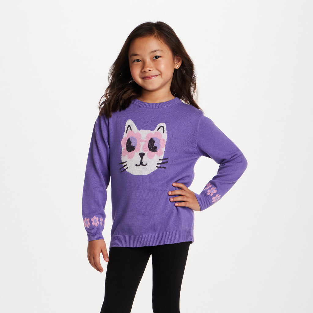 Kids Sweater & Legging Set | Purple Kitty Sunglasses - Andy & Evan