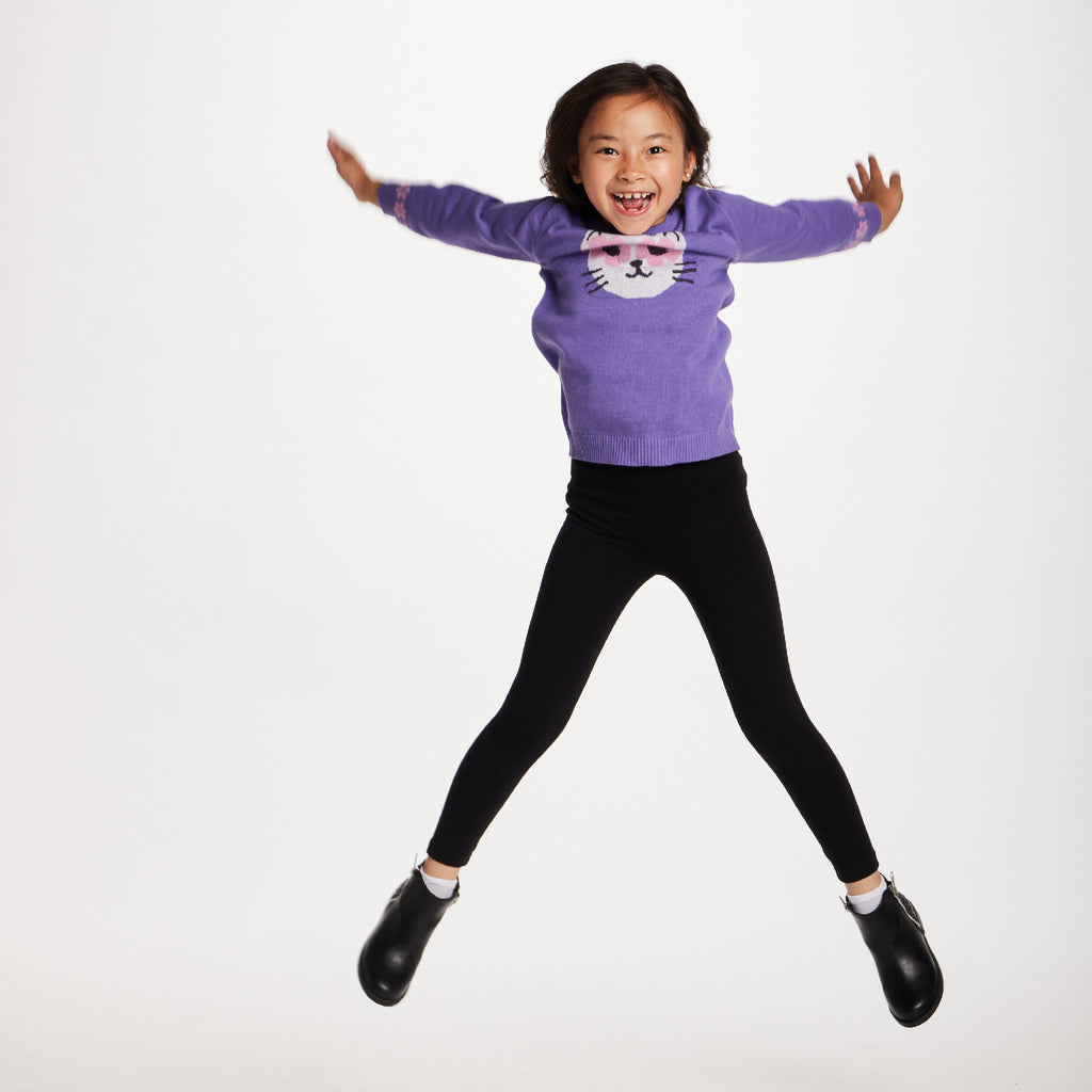 Kids Sweater & Legging Set | Purple Kitty Sunglasses - Andy & Evan