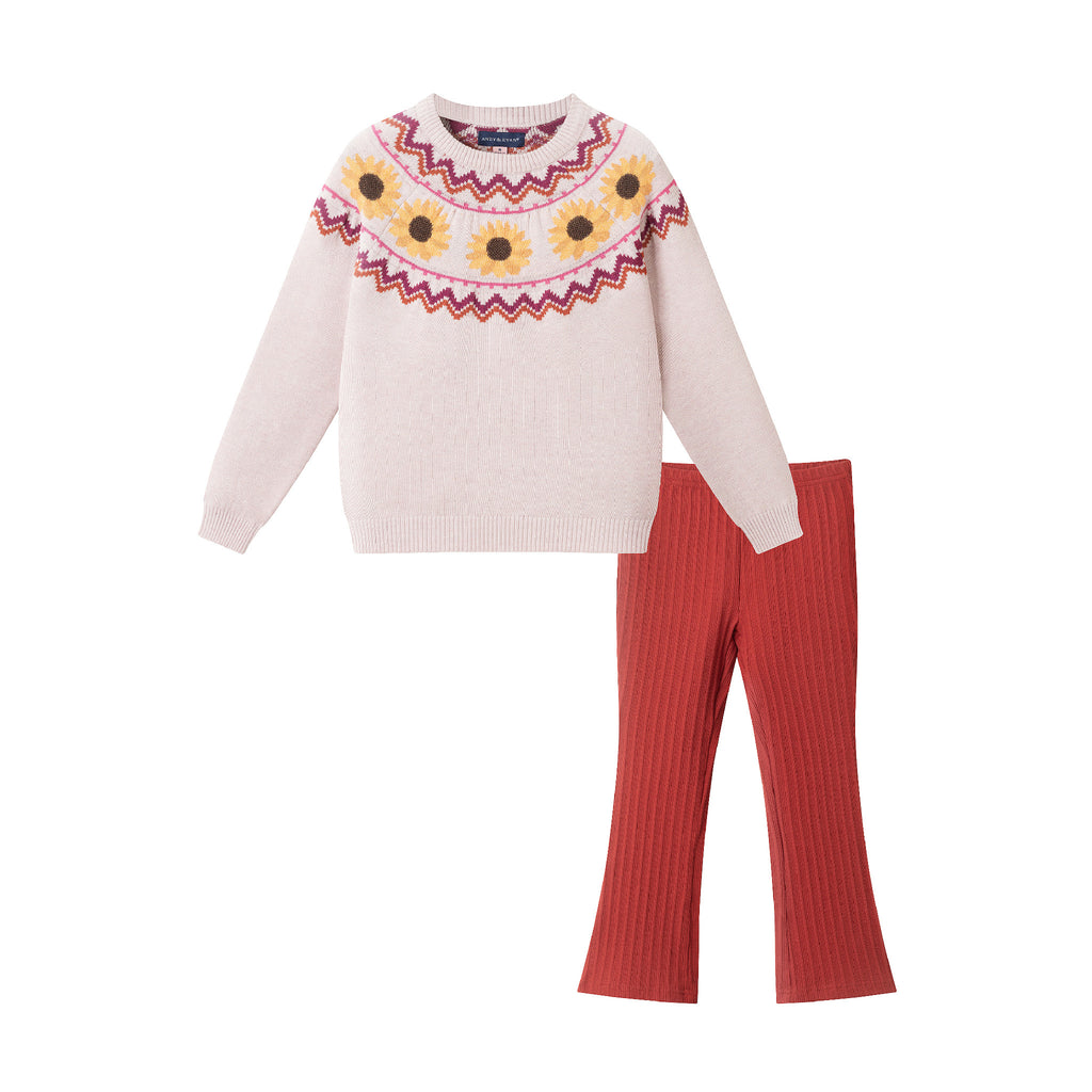 Kids Sweater & Flare Legging Set | Sunflowers - Andy & Evan