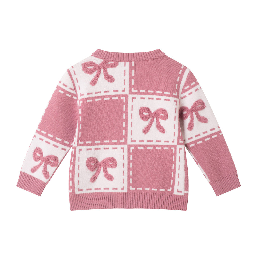 Infant Chenille Sweater Set with Headband | Pink Bows - Andy & Evan