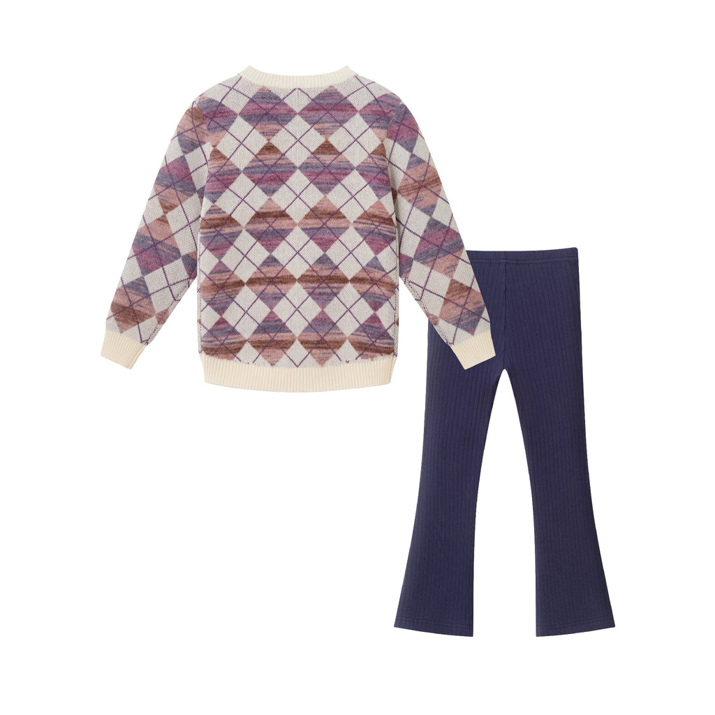 Kids Argyle Sweater & Ribbed Flare Pant Set - Andy & Evan
