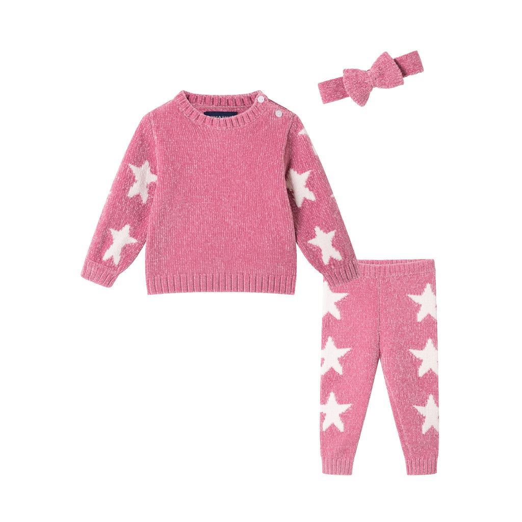 Infant Sweater & Headband Set | Pink Stars - Andy & Evan