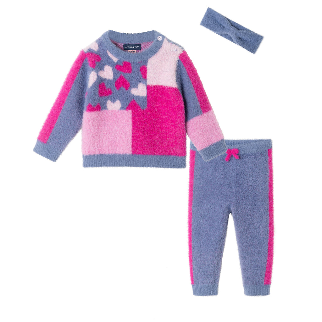 Infant Sweater & Legging Set | Pink Hearts - Andy & Evan