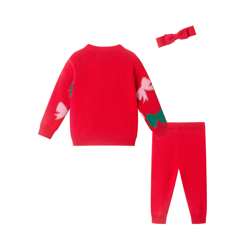 Infant 3-Piece Sweater Set | Red Bows - Andy & Evan