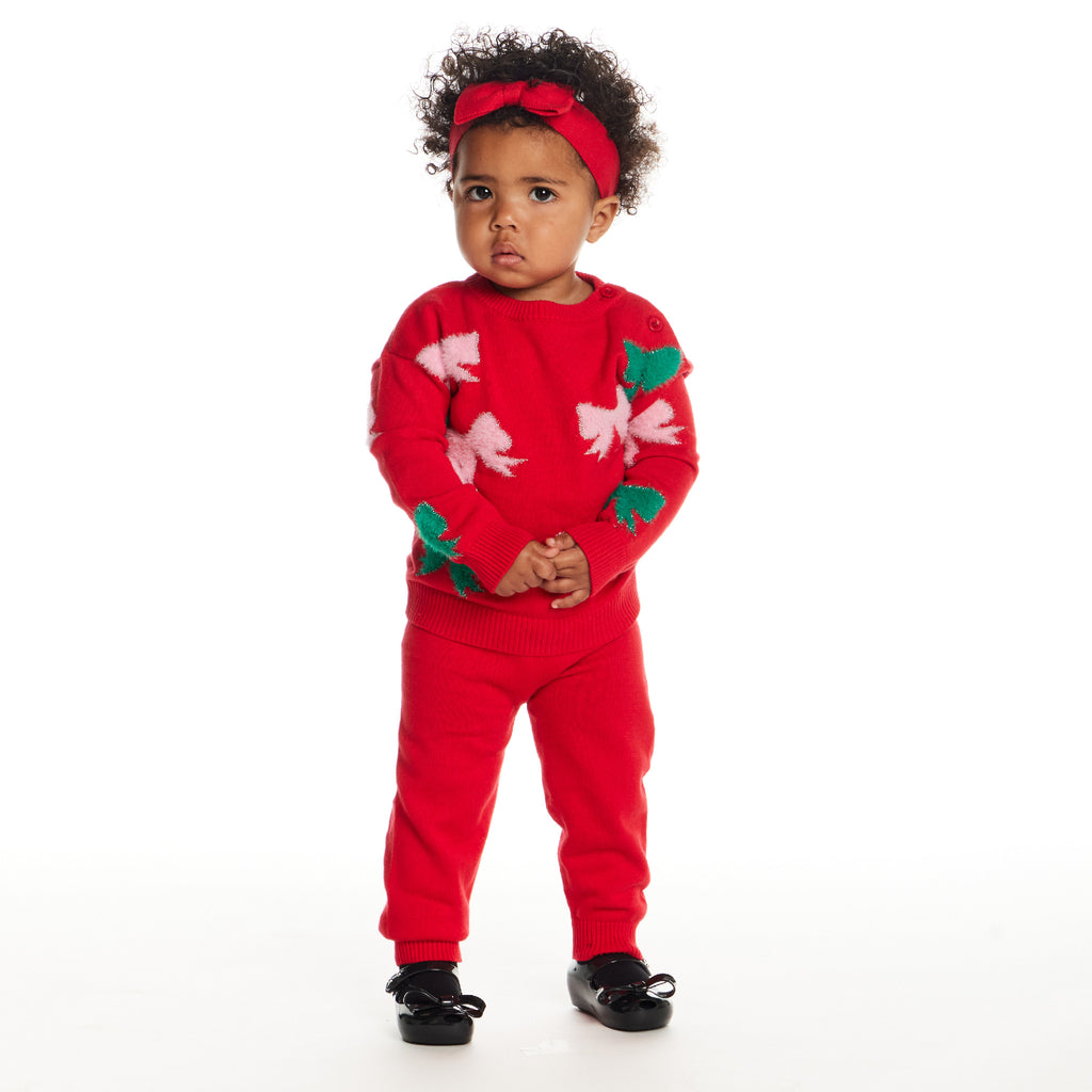 Infant 3-Piece Sweater Set | Red Bows - Andy & Evan