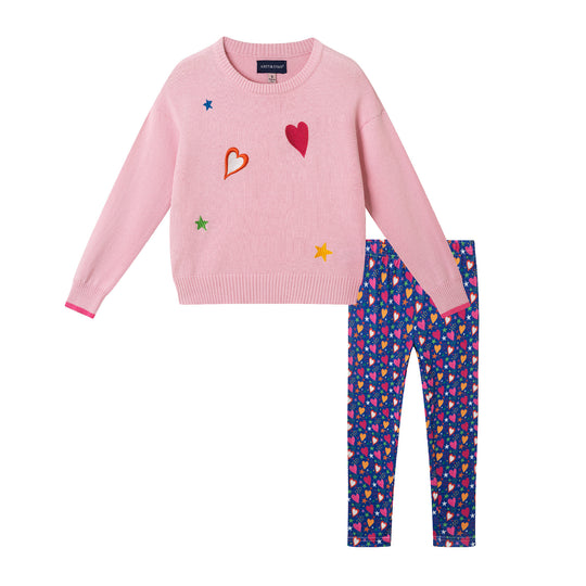 Kids Chenille Sweater & Legging Set | Hearts & Stars
