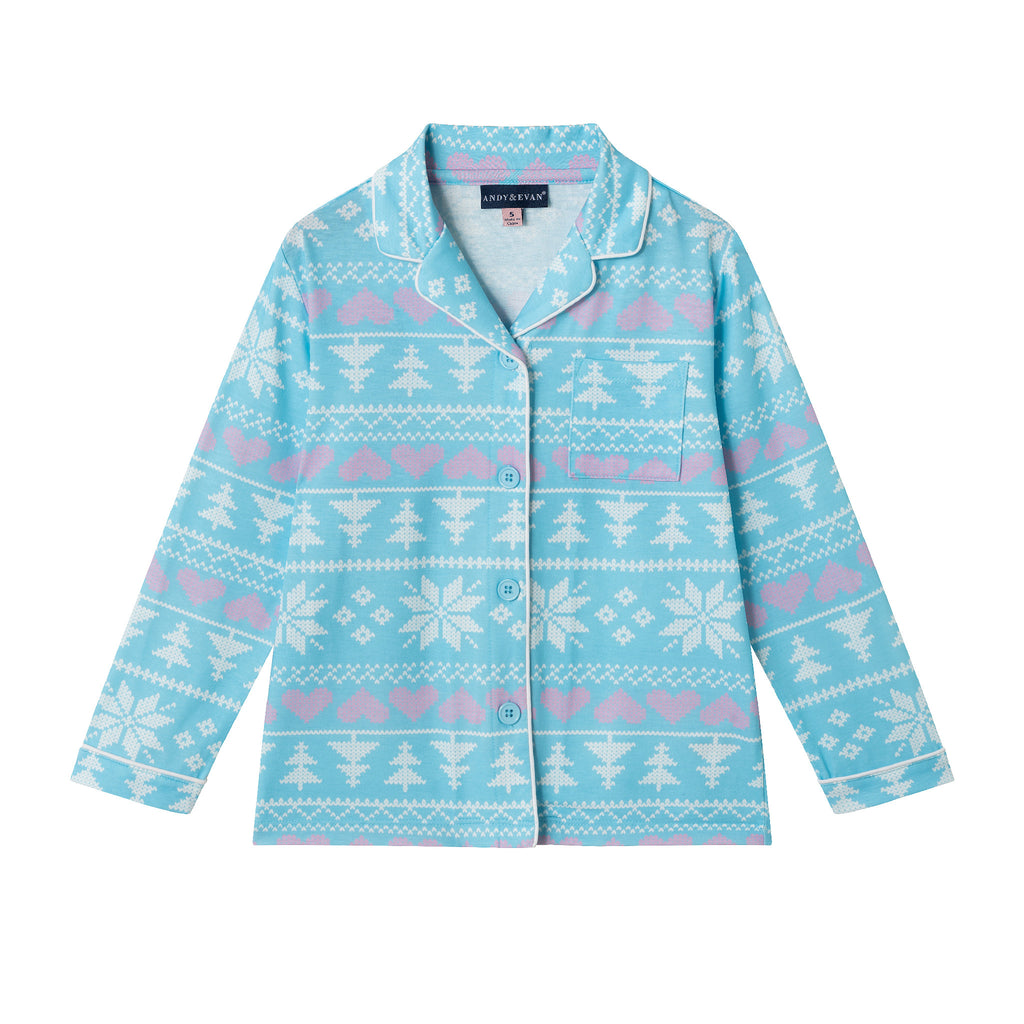 Kids Holiday Pajama Set | Snowflakes & Hearts - Andy & Evan