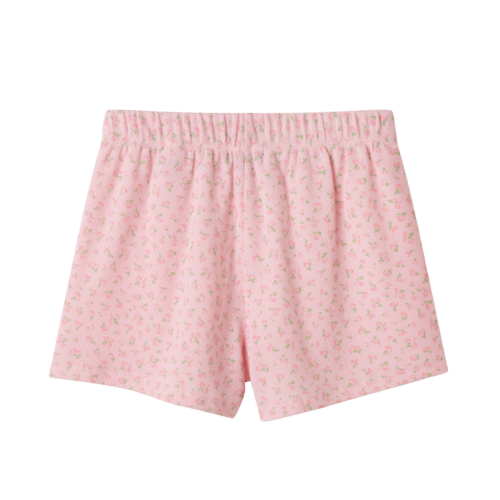 Tween (7-16) Waffle Short Sleeve Pajama Set | Floral Pink - Andy & Evan