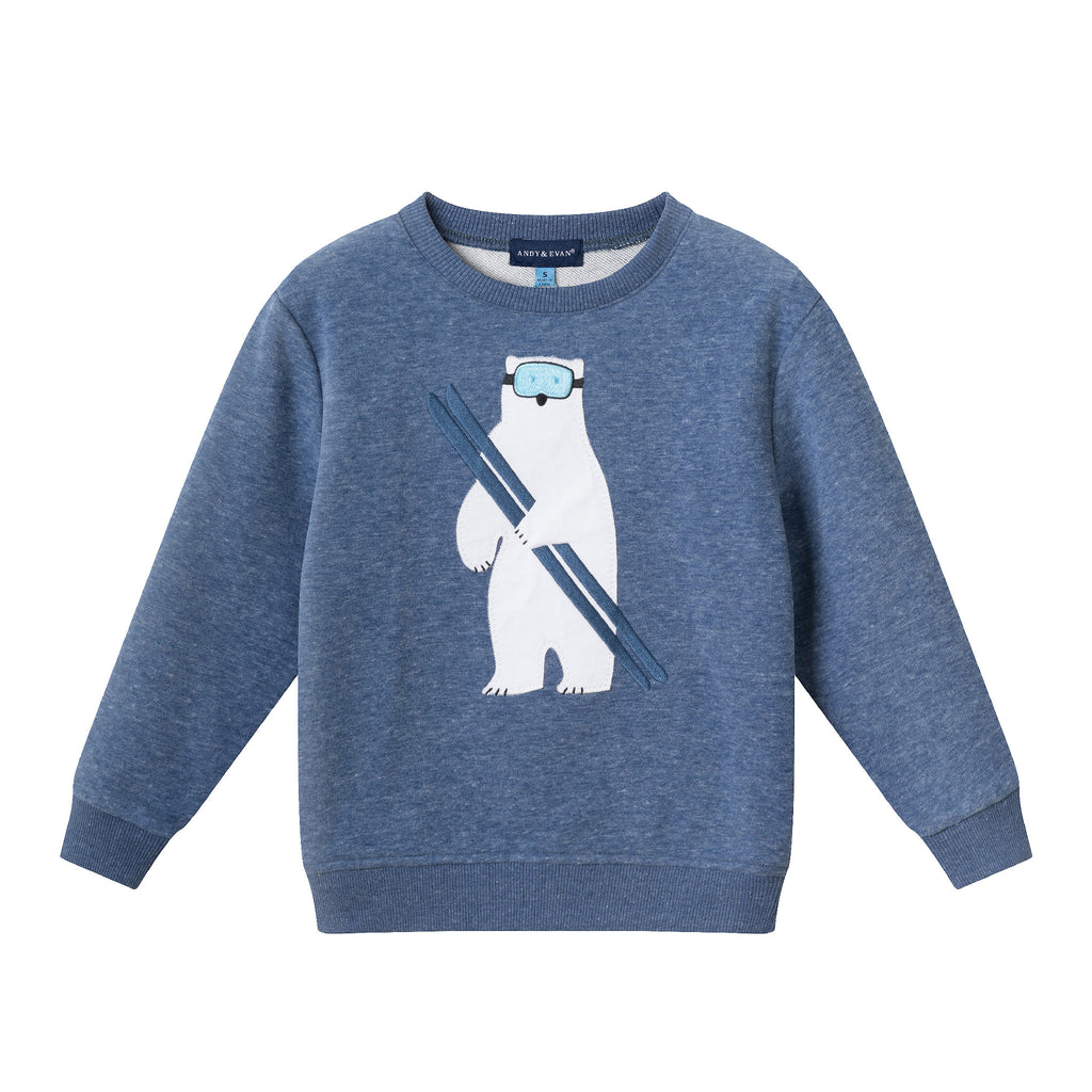 Kids Applique Sweatshirt | Navy Polar Bear - Andy & Evan