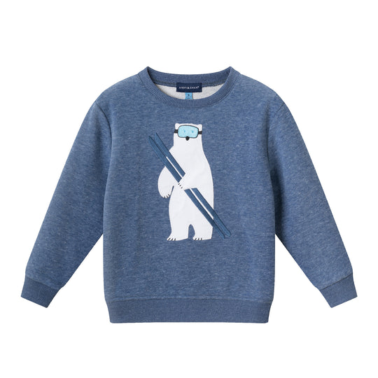 Kids Applique Sweatshirt | Navy Polar Bear