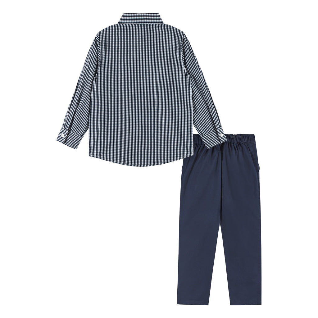 Kids 3-Piece â€œDapper-in-a-Dashâ€ Vest Set | Navy Gingham - Andy & Evan
