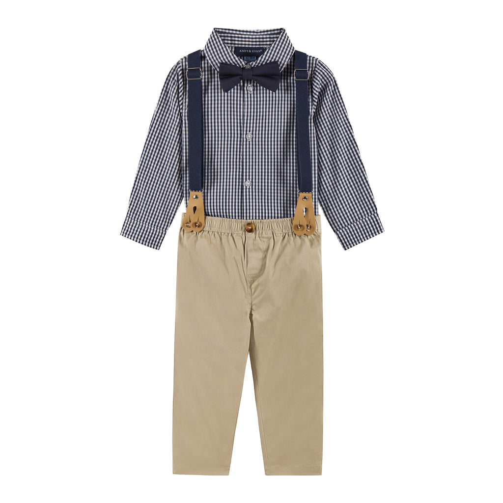 Infant Buttondown Suspenders Set | Navy Gingham - Andy & Evan
