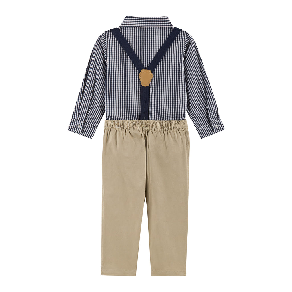 Infant Buttondown Suspenders Set | Navy Gingham - Andy & Evan
