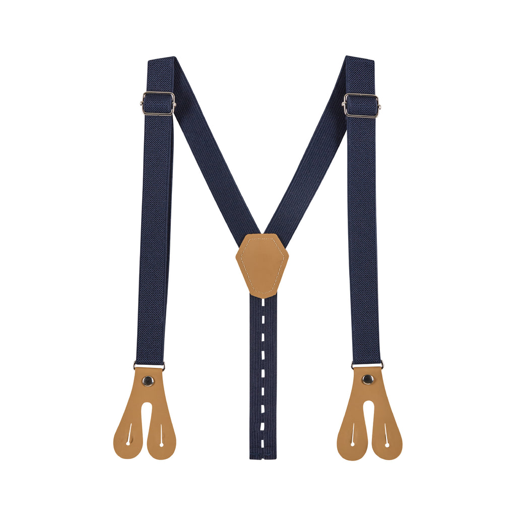 Infant Buttondown Suspenders Set | Navy Gingham - Andy & Evan