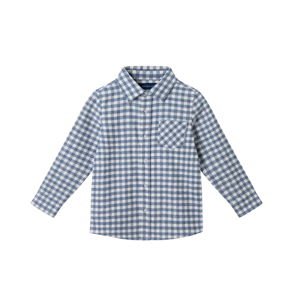 Kids Buttondown & Knit Denim Jogger Set | Grey Gingham - Andy & Evan