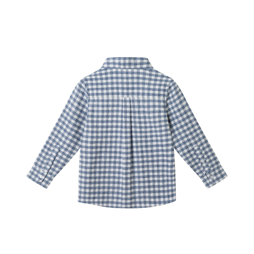 Kids Buttondown & Knit Denim Jogger Set | Grey Gingham - Andy & Evan