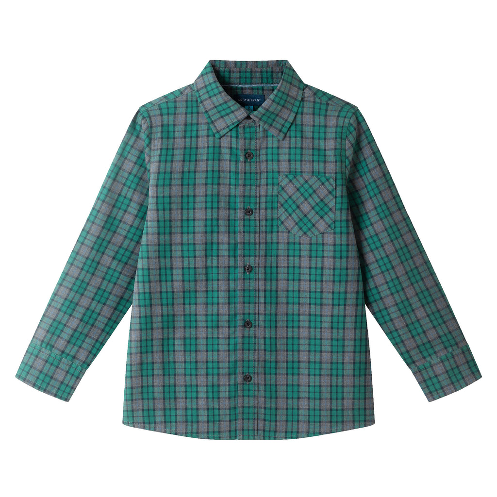Kids Plaid Buttondown & Bowtie Set | Green Plaid - Andy & Evan
