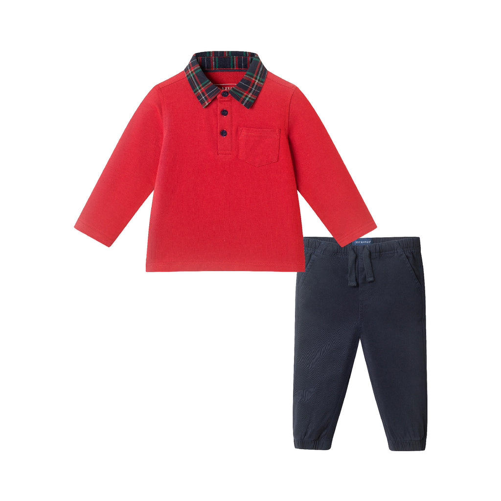 Infant Polo Shirt & Jogger Set | Red - Andy & Evan