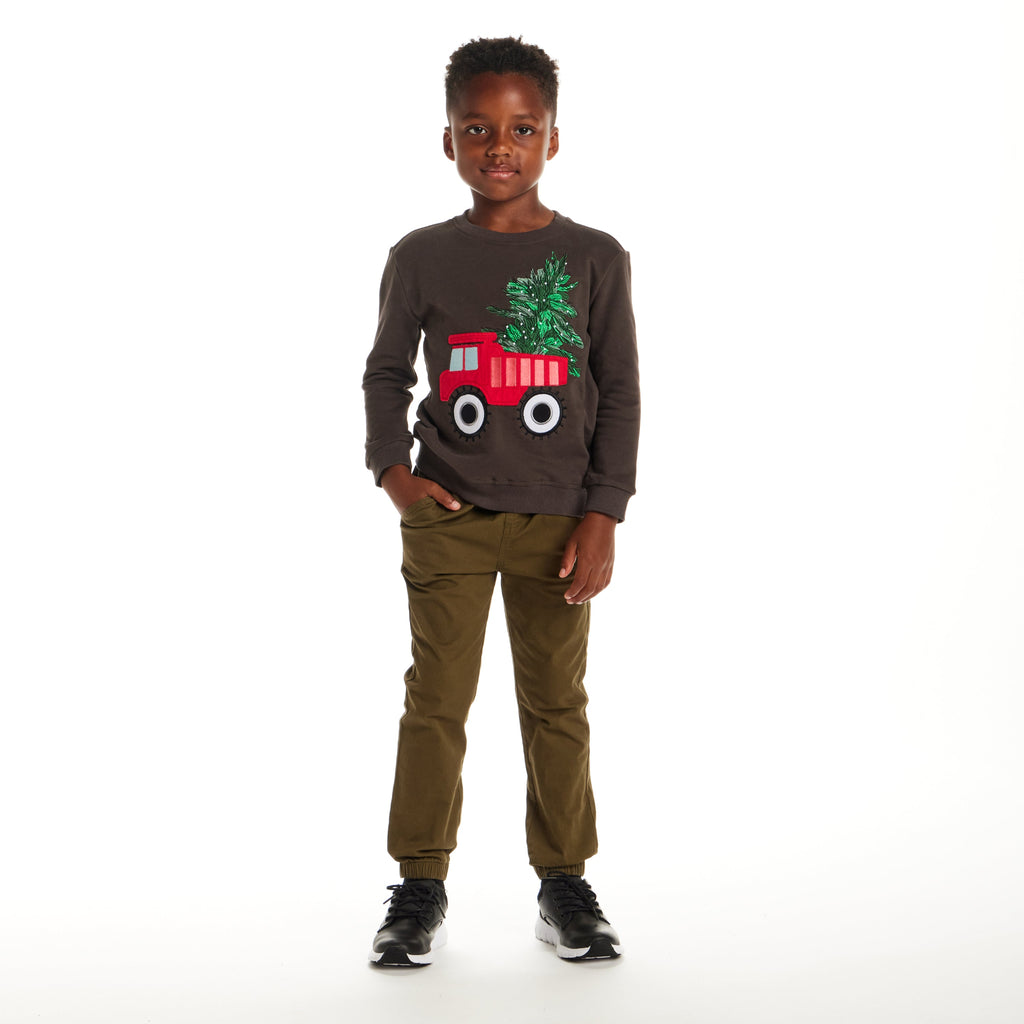 Kids Sweater & Twill Jogger Set | Holiday Truck - Andy & Evan