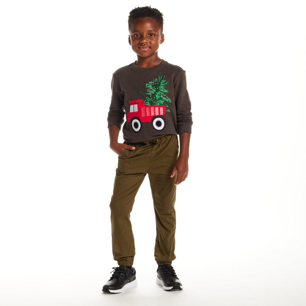 Kids Sweater & Twill Jogger Set | Holiday Truck - Andy & Evan