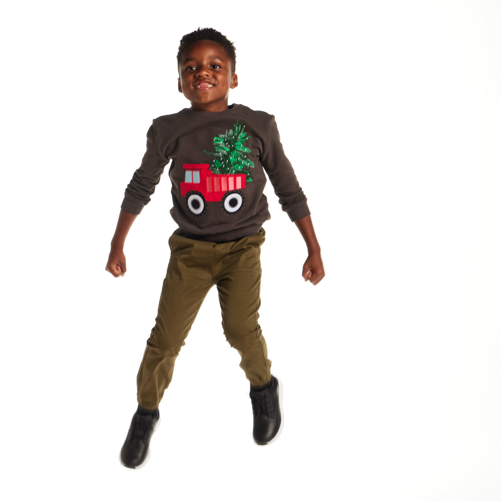Kids Sweater & Twill Jogger Set | Holiday Truck - Andy & Evan