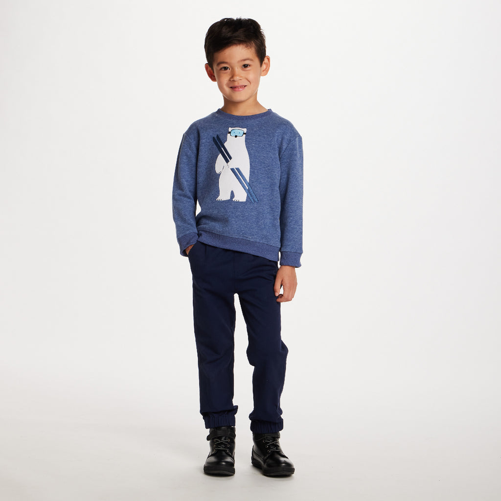 Kids Sweater & Twill Jogger Set | Navy Polar Bear - Andy & Evan