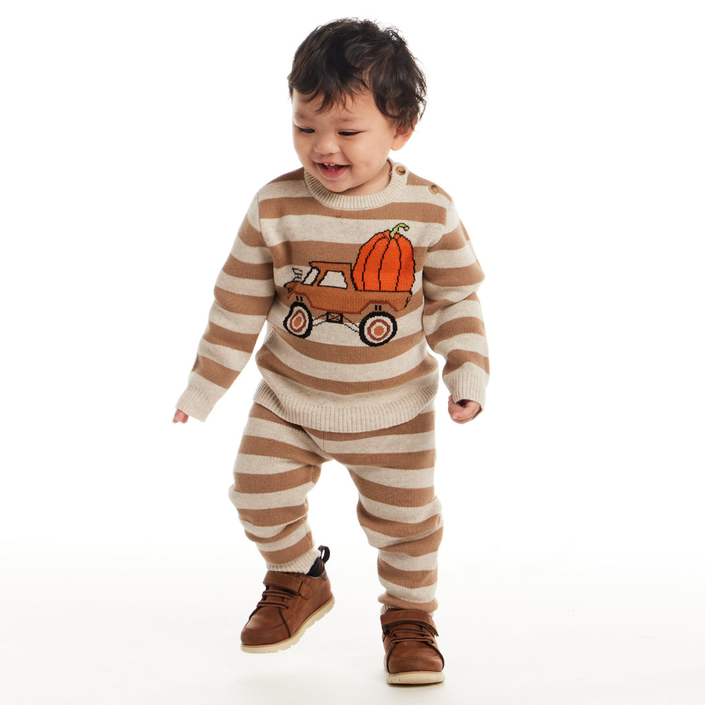Infant Pumpkin Truck Sweater & Jogger Set | Pumpkin Truck - Andy & Evan
