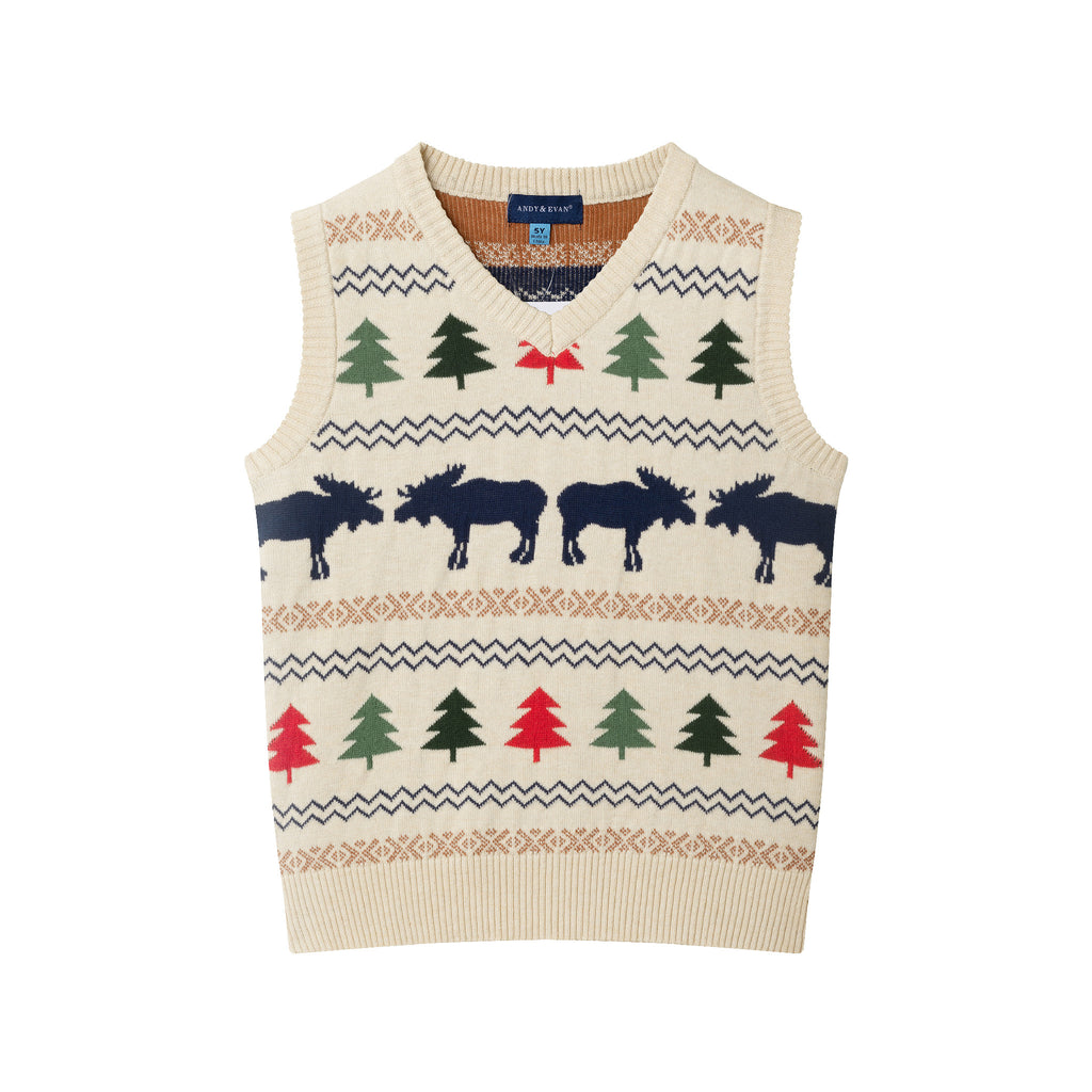 Kids Sweater Vest Set | Beige Fair Isle - Andy & Evan