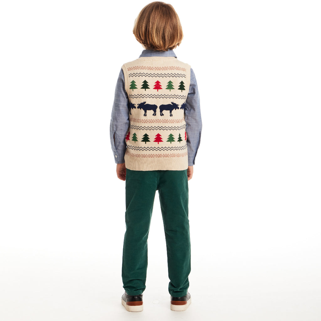 Kids Sweater Vest Set | Beige Fair Isle - Andy & Evan