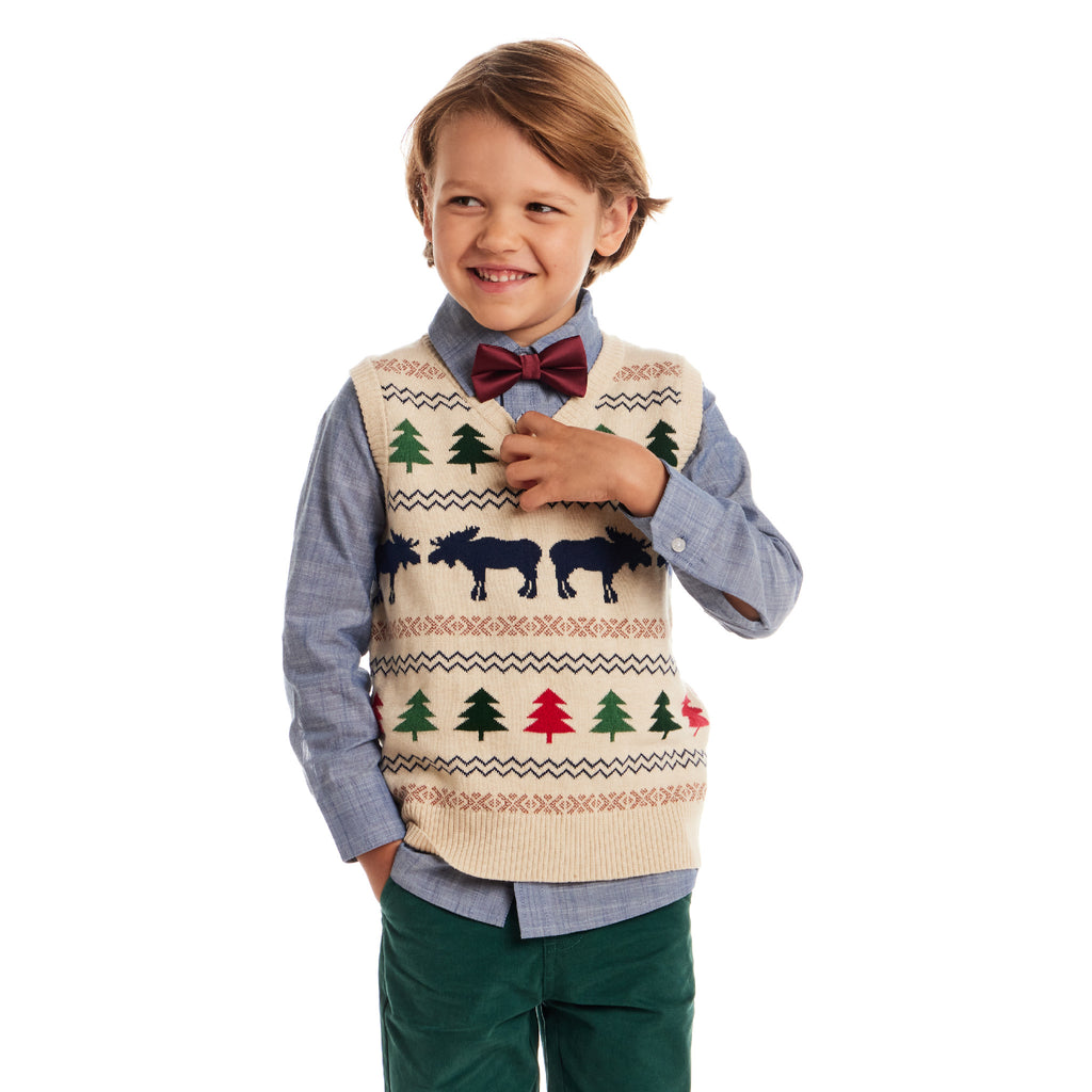 Kids Sweater Vest Set | Beige Fair Isle - Andy & Evan