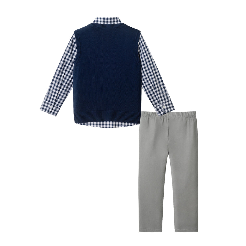 Kids Sweater Vest Set | Navy Snowman - Andy & Evan